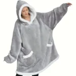 Wearable Blanket Hoodie – Oversized Fleece Pullover with Hood & Pocket - Image 10