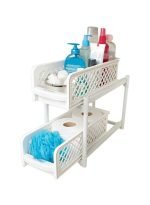 Portable 2 Tier Basket Drawers White