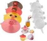 GOLIKEE 8PCS Food Grade Silicone Cup Lids,4 Pcs Cute Anti-dust Mug Cover