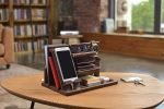 TESLYAR Wood Phone Docking Station Ash Key Holder Wallet Stand - Image 3