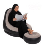 Portable Inflatable Sofa with Footstool – Foldable Bean Bag Leisure Chair - صورة 2