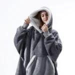 Wearable Blanket Hoodie – Oversized Fleece Pullover with Hood & Pocket - Image 6