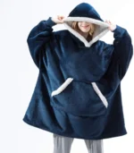 Wearable Blanket Hoodie – Oversized Fleece Pullover with Hood & Pocket
