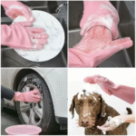 Sponge Rubber Scrub Gloves Cleaning - صورة 4