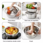 Vegetable Slicer Cutter Drain Basket Stainless Steel - صورة 7