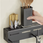 Stainless Steel Knife Block Kitchen Wall Mounted Shelf - صورة 3