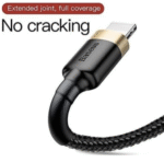 Baseus Cafule Lightning Cable – Fast Charging USB Cable for iPhone (Gold + Black, 1M) - صورة 3