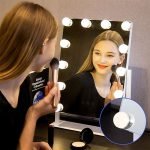 Mirror with LED Lights 12 Dimmable Bulbs For Makeup - Image 2