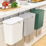 Wall Mounted Trash Can with Lid 9L – Hanging Kitchen & Bathroom Waste Bin - صورة 2