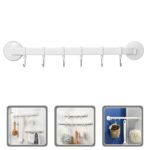 Stainless Steel Towel Rack – Suction Cup Wall Hooks with 6 Removable Hangers - صورة 2