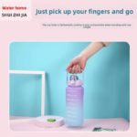 Large Capacity 2000ml Gradient Sports Water Bottle with Straw – BPA Free Tritan - صورة 4