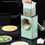 Rotary Vegetable Grater – Manual Mandoline Slicer with 3 Drum Blades - صورة 2