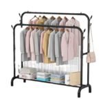 Closet Organizer Coat Rack Stand – Sturdy Carbon Steel Clothes & Shoe Organizer with Hooks