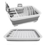 Folding Dish Rack Set with Tray – Kitchen Drainer Organizer