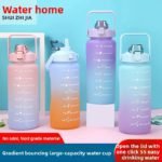 Large Capacity 2000ml Gradient Sports Water Bottle with Straw – BPA Free Tritan - صورة 6