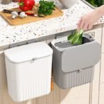 Wall Mounted Trash Can with Lid 9L – Hanging Kitchen & Bathroom Waste Bin - صورة 4