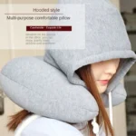 Travel U-shaped pillow with hood - صورة 2