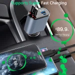 Fast Car Retractable Car Charger - صورة 5