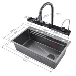 Stainless Steel Kitchen Waterfall Sink Digital Display - Image 2