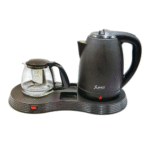 Stainless Steel Water Kettle with Glass Teapot & Serving Tray - صورة 2