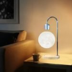 Floating Moon Lamp with Wooden Base, 3 D Printed LED - صورة 4