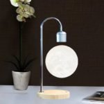 Floating Moon Lamp with Wooden Base, 3 D Printed LED - صورة 2