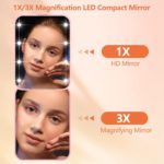 Travel-Friendly LED Makeup Mirror with 1 X/3 X Magnification - صورة 2