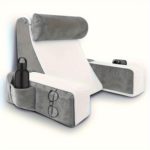 Cozy Ergonomic TV Pillow with Handy Pockets, Gray/White - Image 2