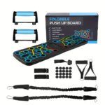 Compact Folding Push-Up Board with Resistance Bands - صورة 5