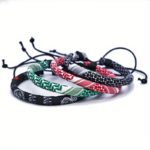 Vintage Ethnic 3 D Fabric Bracelets - Handwoven Set of 4 - صورة 2