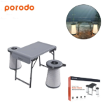 Camping Foldable Desk and LED Stool Set - صورة 2